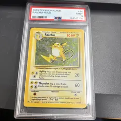 1999 Pokemon Base Set Raichu Holo Rare Card 14/102 English, PSA 9 Mint - Image 1