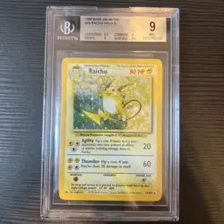 1999 Pokemon Raichu Base Set 14/102 Holo BGS 9 Mint Vintage PSA CGC - Image 1