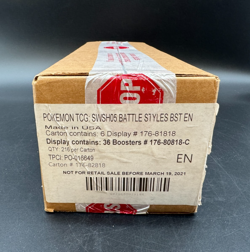 Pokemon TCG English SWSH05 Battle Styles Booster Box Case Sealed - Image 1