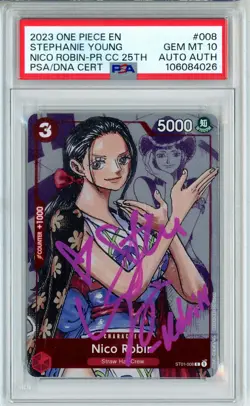 PSA GEM MINT 10 Signed Stephanie Young Nico Robin ST01-008 Alt Art One Piece CCG - Image 1