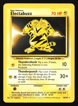 Electabuzz 20/102 Base Set Rare Pokemon Card - Image 1