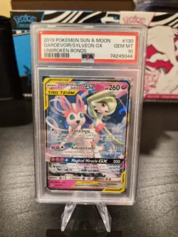 2019 Pokemon Sun Moon Unbroken Bonds Gardevoir Sylveon GX #130/214 PSA 10 - Image 1