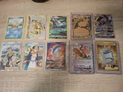 10 Pokemon Card Lot Pikachu, Vaporeon, Dragonite, Lunala, - Image 1