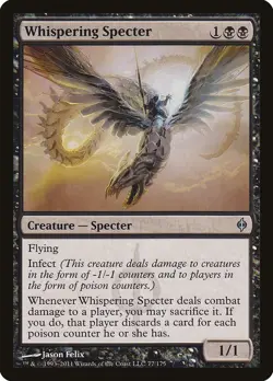 MTG Magic the Gathering Whispering Specter (77/181) New Phyrexia HP- - Image 1