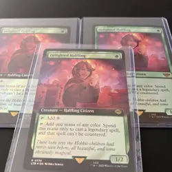 SET OF 3: 2 SURGE FOIL (2) And Q Regular Foil- Delighted Halfling LOTR MTG - Image 1