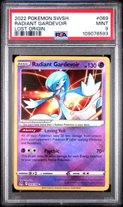 Radiant Gardevoir PSA 9 2022 Lost Origin #069 Pokemon Card - Image 1