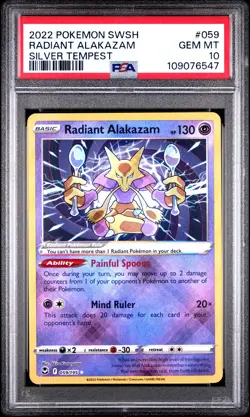 Radiant Alakazam PSA 10 2022 Silver Tempest #059 Pokemon Card - Image 1