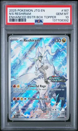 2025 POKEMON JTG EN-JOURNEY TOGETHER #167 N'S RESHIRAM PSA 10 - Image 1