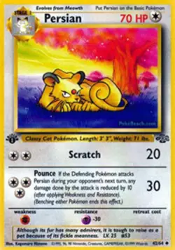 Heavily Played Persian - 42/64 - Uncommon - 1st Edition Pokemon Jungle - Image 1