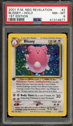 Pokemon Blissey Neo Revelation 1st Edition Holo Rare #2 PSA 8 - Image 1
