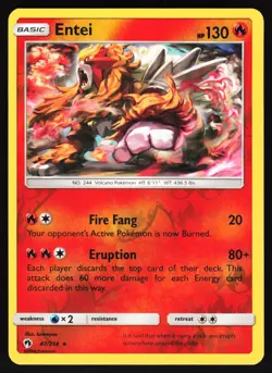Entei 47/214 Pokemon SM - Lost Thunder Reverse Holo Rare NM - Image 1