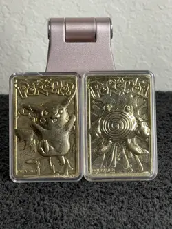 1999 Pokemon 23K Gold Plated Pikachu and Poliwhirl Trading Cards Burger King - Image 1