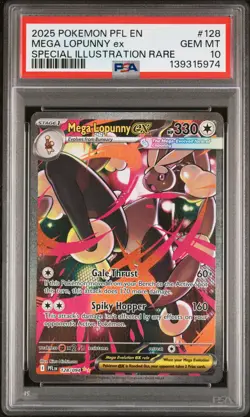 2025 POKEMON PFL EN-SPECIAL ILLUSTRATION RARE #128 MEGA LOPUNNY EX PSA 10 - Image 1