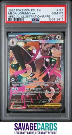 2025 Pokemon PFL Special Illustration Rare Mega Lopunny ex PSA 10 #128/094 - Image 1