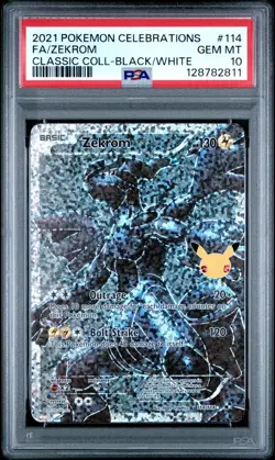 PSA 10 GEM MINT 2021 POKEMON CELEBRATIONS FULL ART ZEKROM BLACK/WHITE 114/114 - Image 1