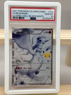 PSA 10🔥Pokemon Celebration FA/RESHIRAM CLASSIC COLLECTION Black And White - Image 1