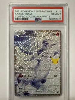 PSA 10🔥Pokemon Celebration FA/RESHIRAM CLASSIC COLLECTION Black And White - Image 4