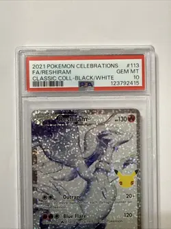 PSA 10🔥Pokemon Celebration FA/RESHIRAM CLASSIC COLLECTION Black And White - Image 5