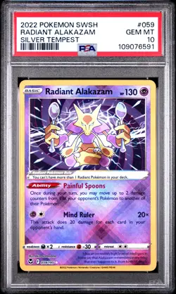Radiant Alakazam PSA 10 2022 Silver Tempest #059 Pokemon Card - Image 1