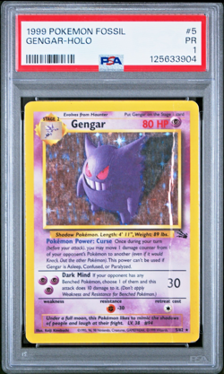 PSA 1 PR 1999 Pokemon Fossil Gengar Holo 5/62 Holo Foil Rare WOTC Unlimited - Image 1