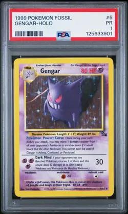 PSA 1 PR 1999 Pokemon Fossil Gengar Holo 5/62 Holo Foil Rare WOTC - Image 1