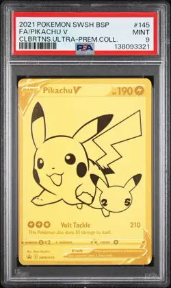2021 Pokemon Black Star Promo Celebrations Pikachu V Ultra Premium #145 PSA 9 - Image 1