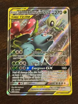 Pokemon TCG Sun & Moon Black Star Promo Tag Team Celebi & Venusaur GX SM167 MP - Image 1