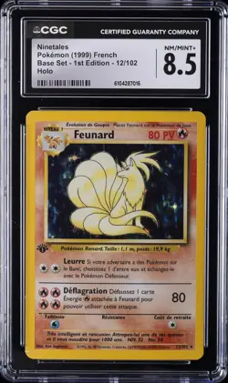 1999 POKEMON FRENCH BASE SET 1ST EDITION HOLO #12/102 NINETALES CGC 8.5 - Image 1