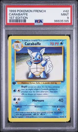 1999 Pokemon FRENCH 1st Edition Base Set Carabaffe-Wartortle 42/102 PSA 9 MINT - Image 1