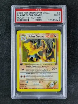 2000 Pokemon BLAINE'S CHARIZARD 2/132 Gym Challenge 1st Edition Holo ENG PSA 9 - Image 1