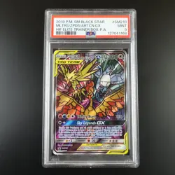 PSA 9 Moltres Zapdos Articuno SM210 Pokemon Hidden Fates Stained Glass Holo - Image 1