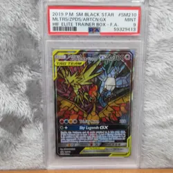Moltres Zapdos Articuno GX SM210 Hidden Fates Stained Glass Pokemon Card PSA 9 - Image 1