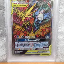 Moltres Zapdos Articuno GX SM210 Hidden Fates Stained Glass Pokemon Card PSA 9 - Image 2