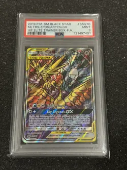 Pokemon Moltres Zapdos Articuno GX SM210 Hidden Fate Promo PSA 9 Stained Glass - Image 1