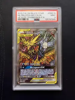 Pokemon Moltres Zapdos Articuno GX SM210 Hidden Fate Promo PSA 9 Stained Glass - Image 3