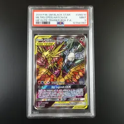 PSA 9 Moltres Zapdos Articuno SM210 Pokemon Hidden Fates Stained Glass Holo - Image 1