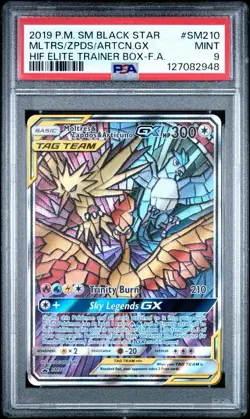 Pokemon Moltres Zapdos Articuno GX SM210 Hidden Fate Promo PSA 9 “Stained Glass” - Image 1