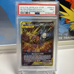 Pokemon Moltres Zapdos Articuno GX SM210 Hidden Fate Promo PSA 9 stained glass - Image 1