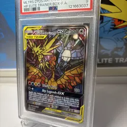 Pokemon Moltres Zapdos Articuno GX SM210 Hidden Fate Promo PSA 9 stained glass - Image 4
