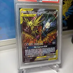 Pokemon Moltres Zapdos Articuno GX SM210 Hidden Fate Promo PSA 9 stained glass - Image 5