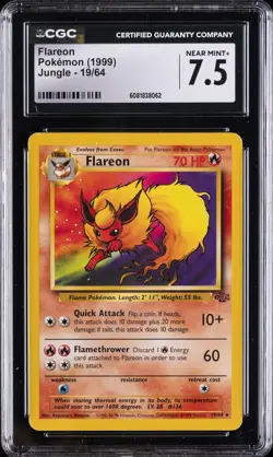 1999 POKEMON JUNGLE #19/64 FLAREON CGC 7.5 - Image 1