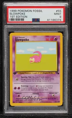 Slowpoke 1st Ed. Pokemon Fossil PSA 9 MINT 1999 - Image 1