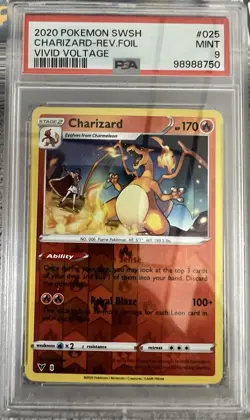 Charizard 2020 Pokemon TCG SWSH Vivid Voltage 025/185 Reverse Foil PSA 9 Mint - Image 1