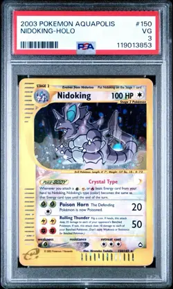 PSA 3 Crystal Nidoking 150/147 Aquapolis Secret Rare Holo Pokemon Card - Image 1
