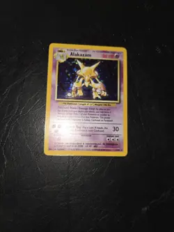 Pokemon Alakazam TCG Base Set Holo Rare Card 1/102 MP Condition - Image 1
