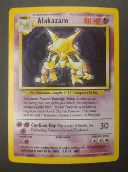 Pokemon TCG Alakazam Holo Rare Card 1/102 Base Set Unlimited. 1999 WOTC. MP - Image 1