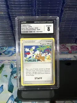 2009 POKEMON WORLD CHAMPIONSHIPS PROMO STAFF Stamped #DP25 TROPICAL WIND CGC 8 - Image 1