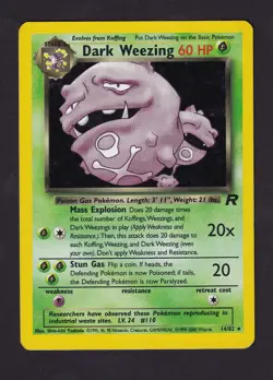 Dark Weezing 14/82 - Team Rocket - Rare Vintage Pokemon Card - Holo - LP - Image 1