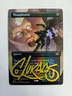 MTG FOIL Thoughtseize SIGNED IN GOLD BY CHUCK LUKACS - Image 1
