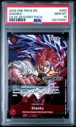 2025 ONE PIECE CHAMPIONSHIP CS 25-26 EVENT PACK P-083 SHANKS PROMO PSA 10 GEM MT - Image 1